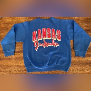 Vintage Blue Kansas Jayhawks Crewneck Sweatshirt Vintage Size L